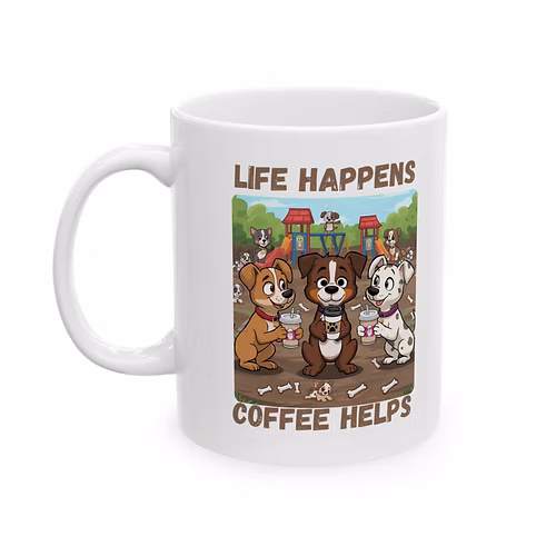 Life Happens Coffee Helps Dog Lovers Mug (11oz, 15oz)