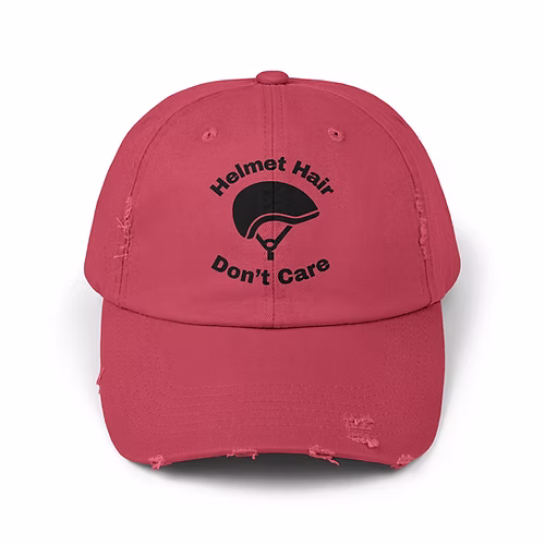 Distressed Cap for Bikers and Riders - Helmet Hair Don't Care