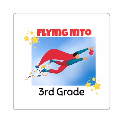 Flying into 3rd Grade Kiss Cut Fun Trendy Back to School Unique Hero Confident