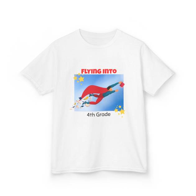 Kids Flying into Kindergarten T Back to School Fun Trendy Unique Hero Style